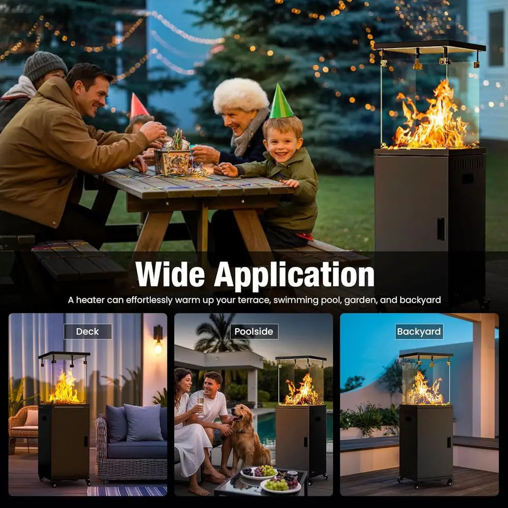 Propane Patio Heater with Lockable Wheels and Cover