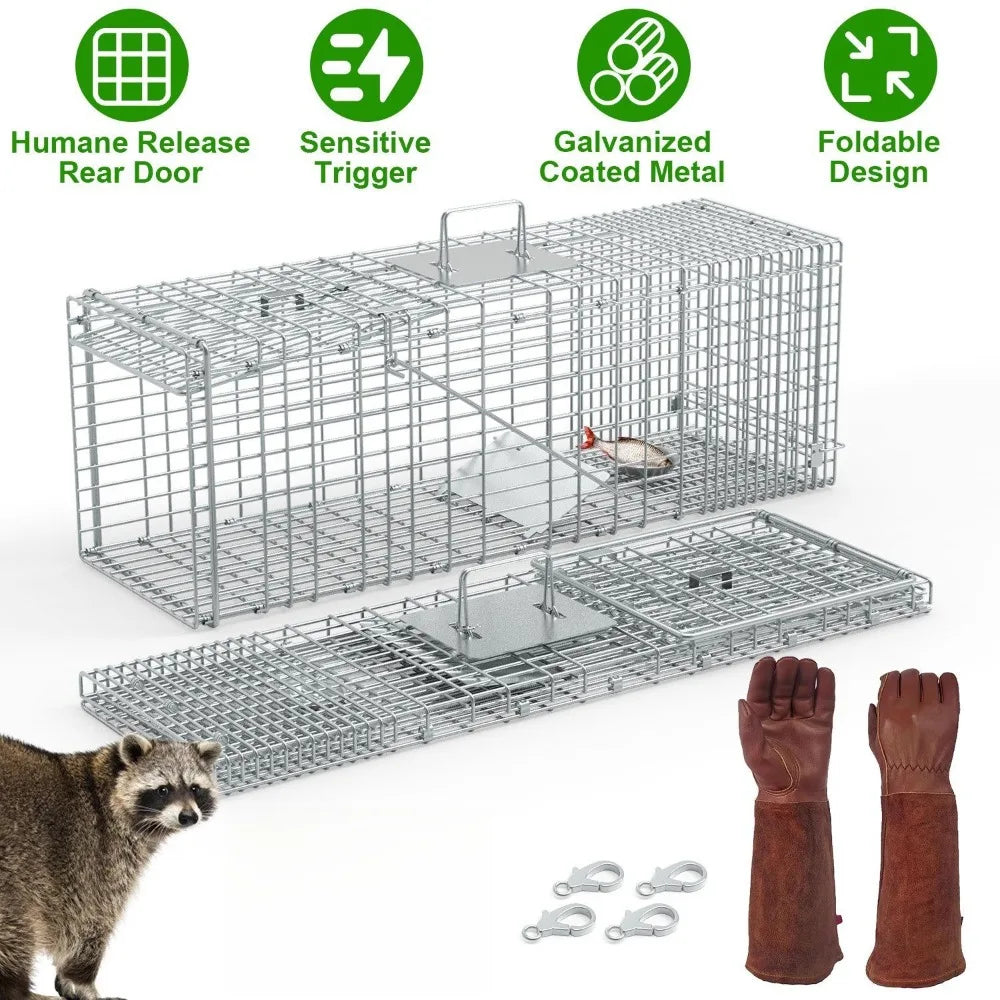 Live animal cage trap with Gloves