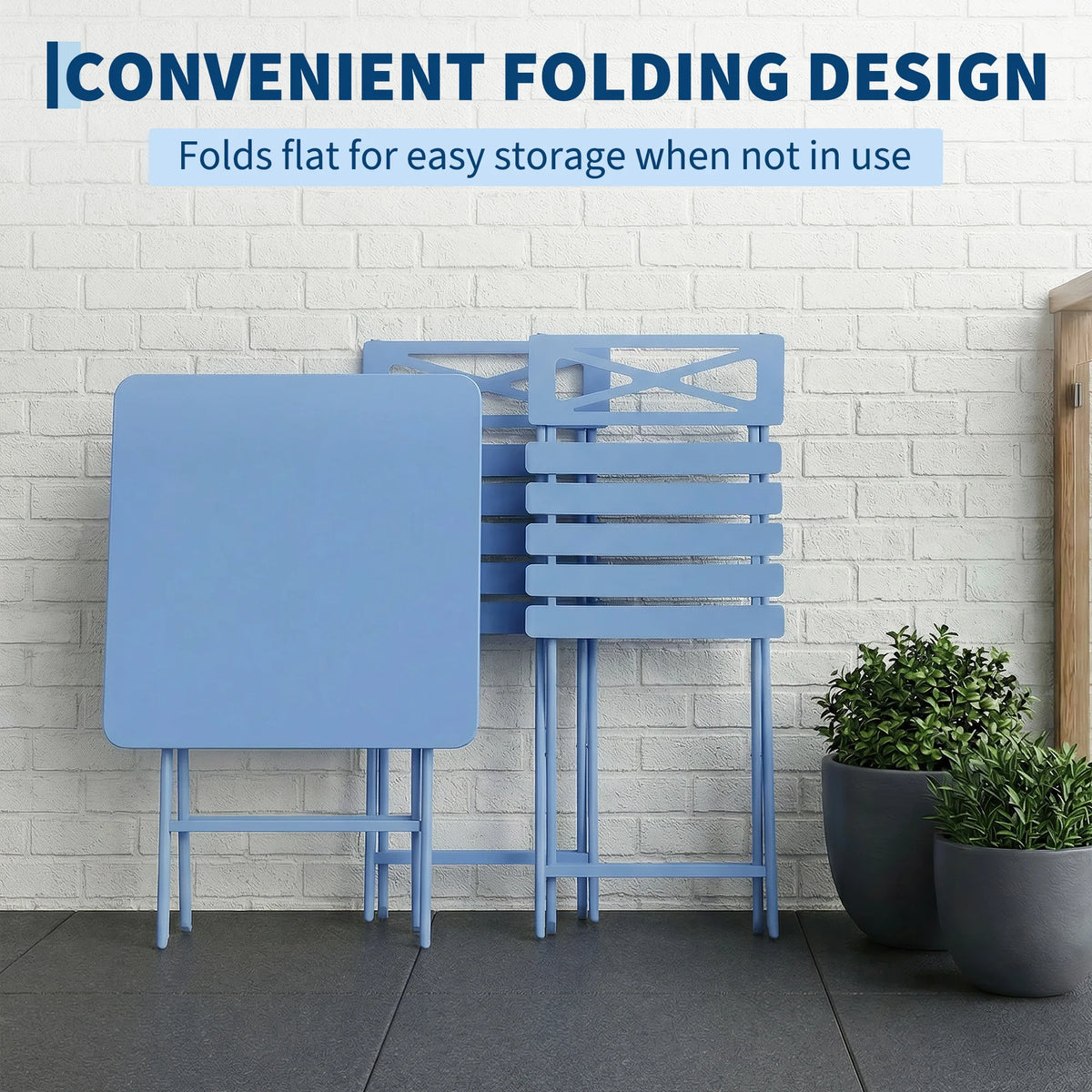 BLUE Folding 3-Piece Bistro Set