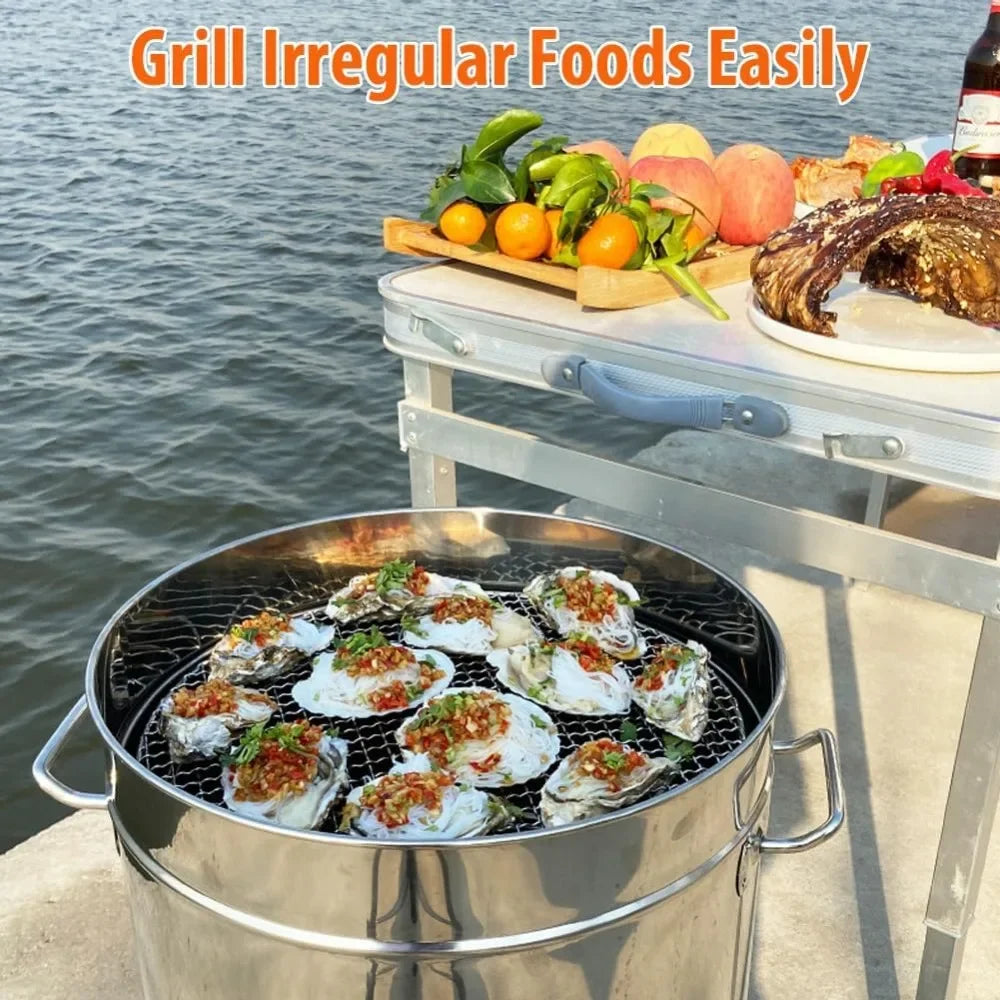 Smokeless Charcoal Grill - 360° Stainless Steel