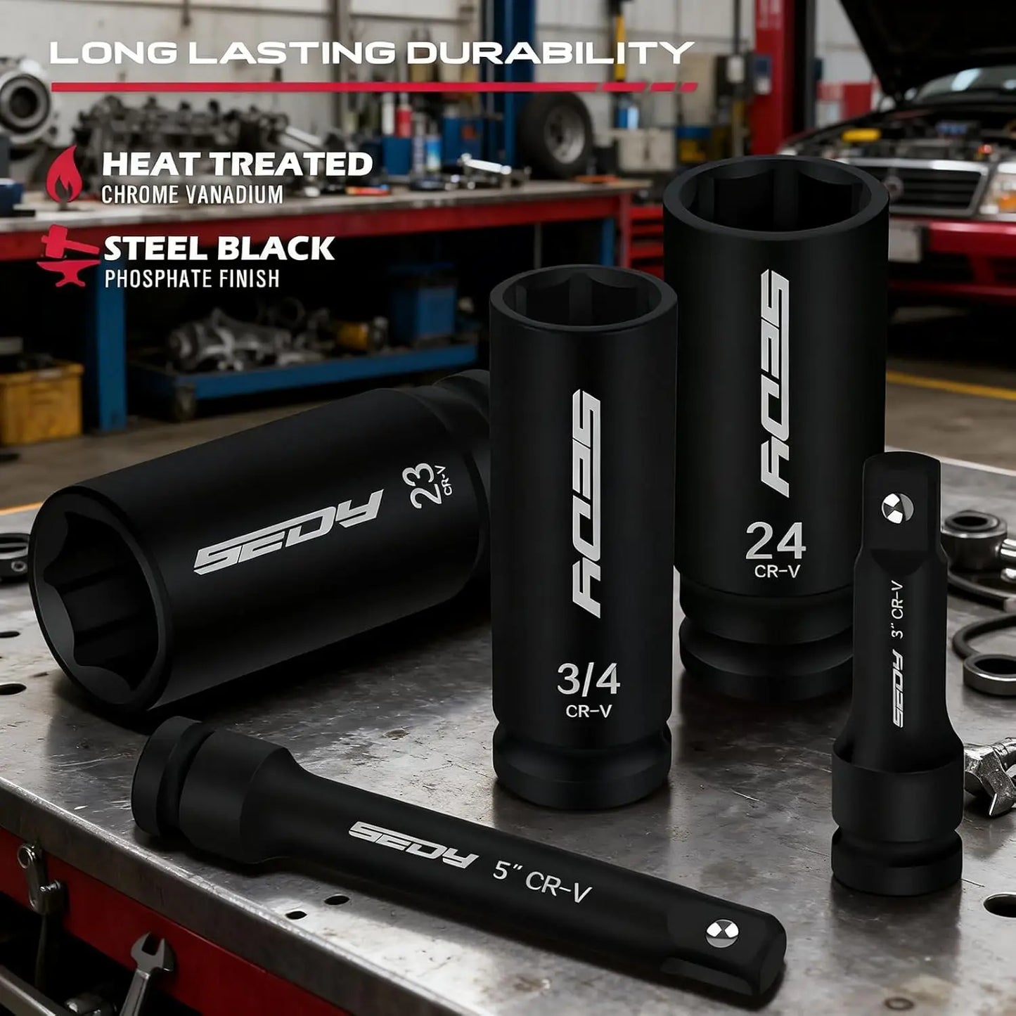 29-Piece 1/2" Drive Impact Socket Set, SAE & Metric