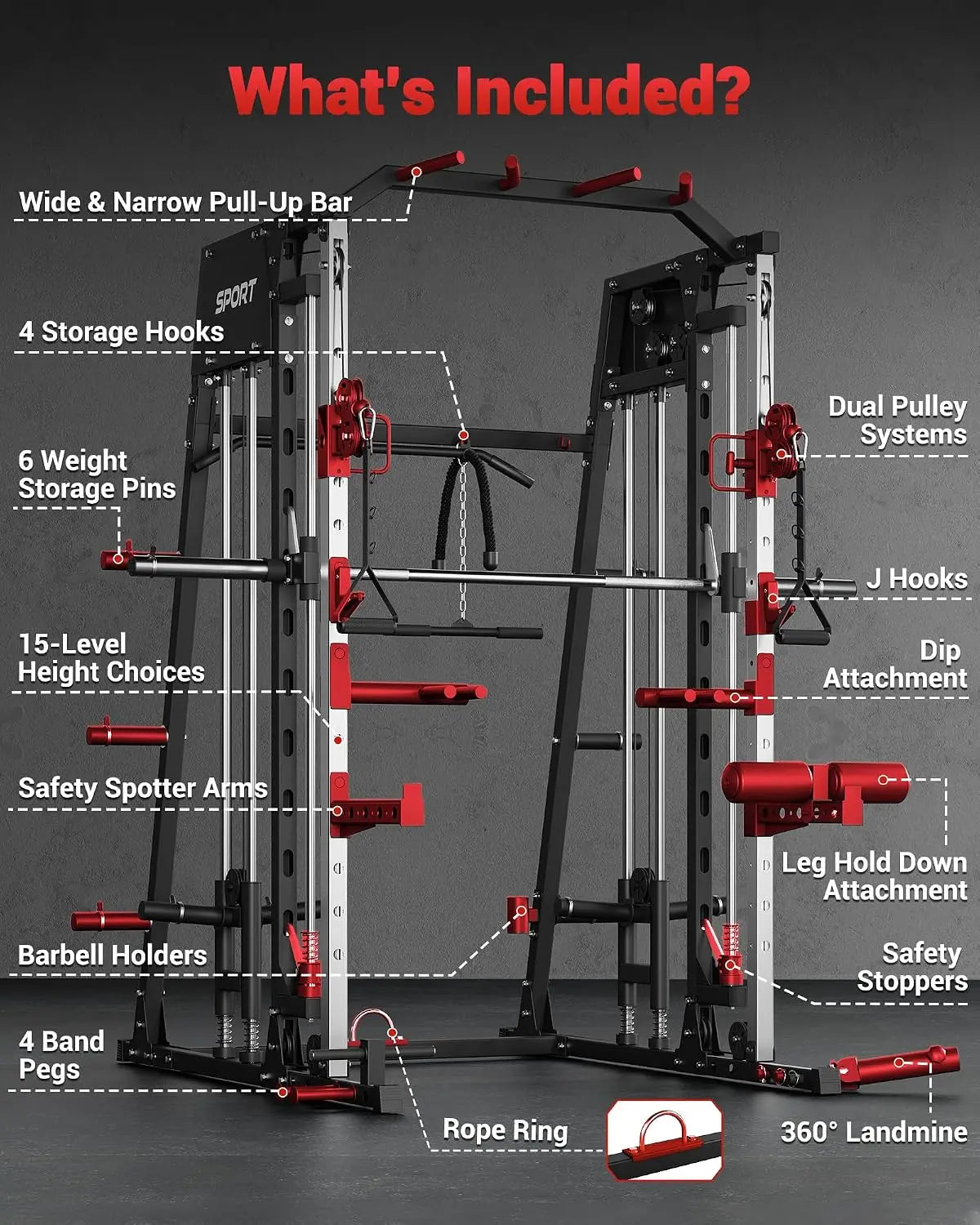 Smith Machine Home Gym, Squat Rack & Power Cage
