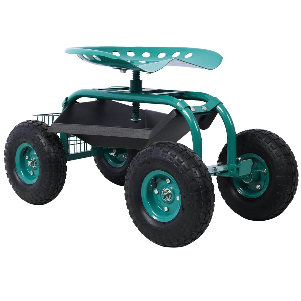Rolling Garden Scooter with Tool Tray