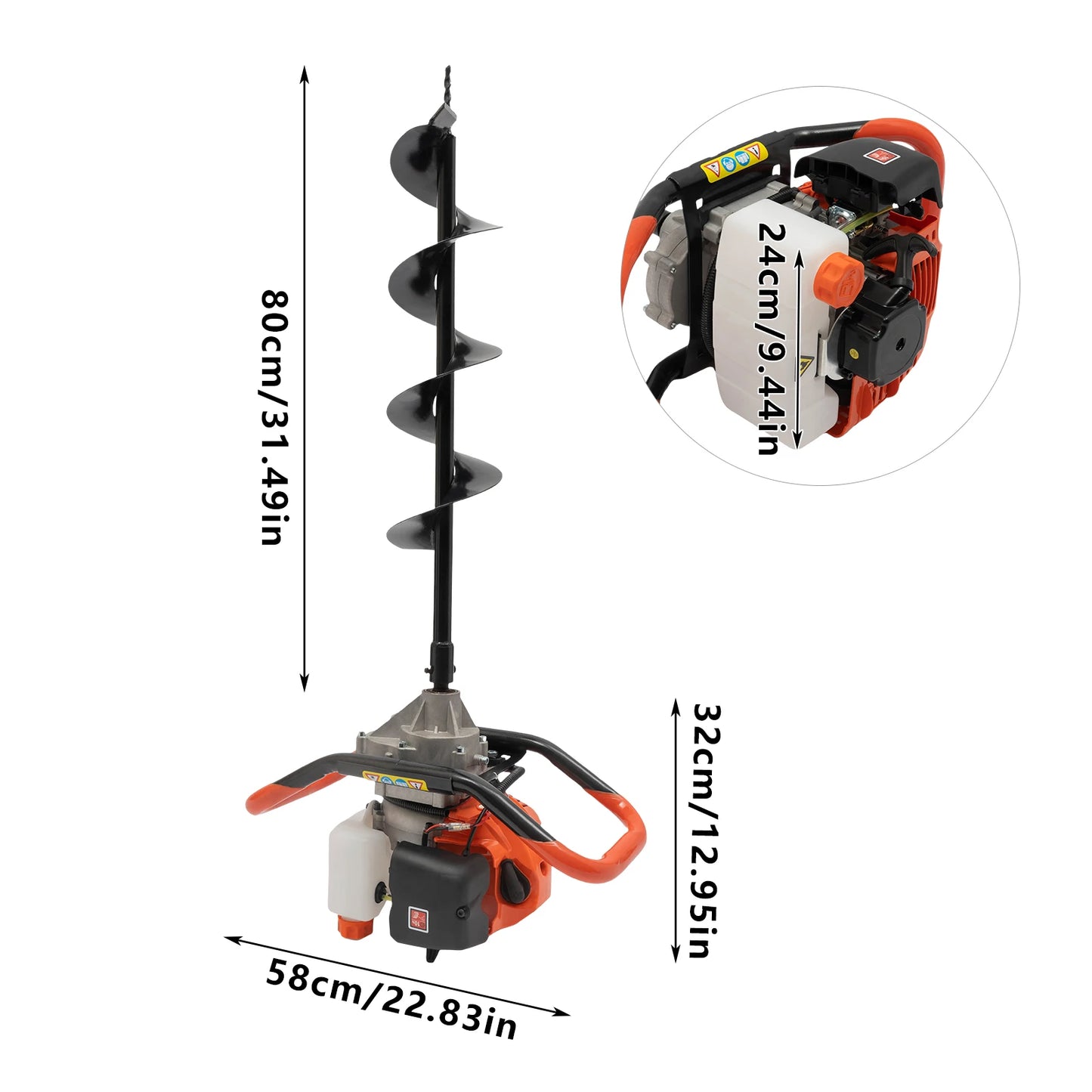 2.3HP Gas Powered Post Hole Digger – 52cc