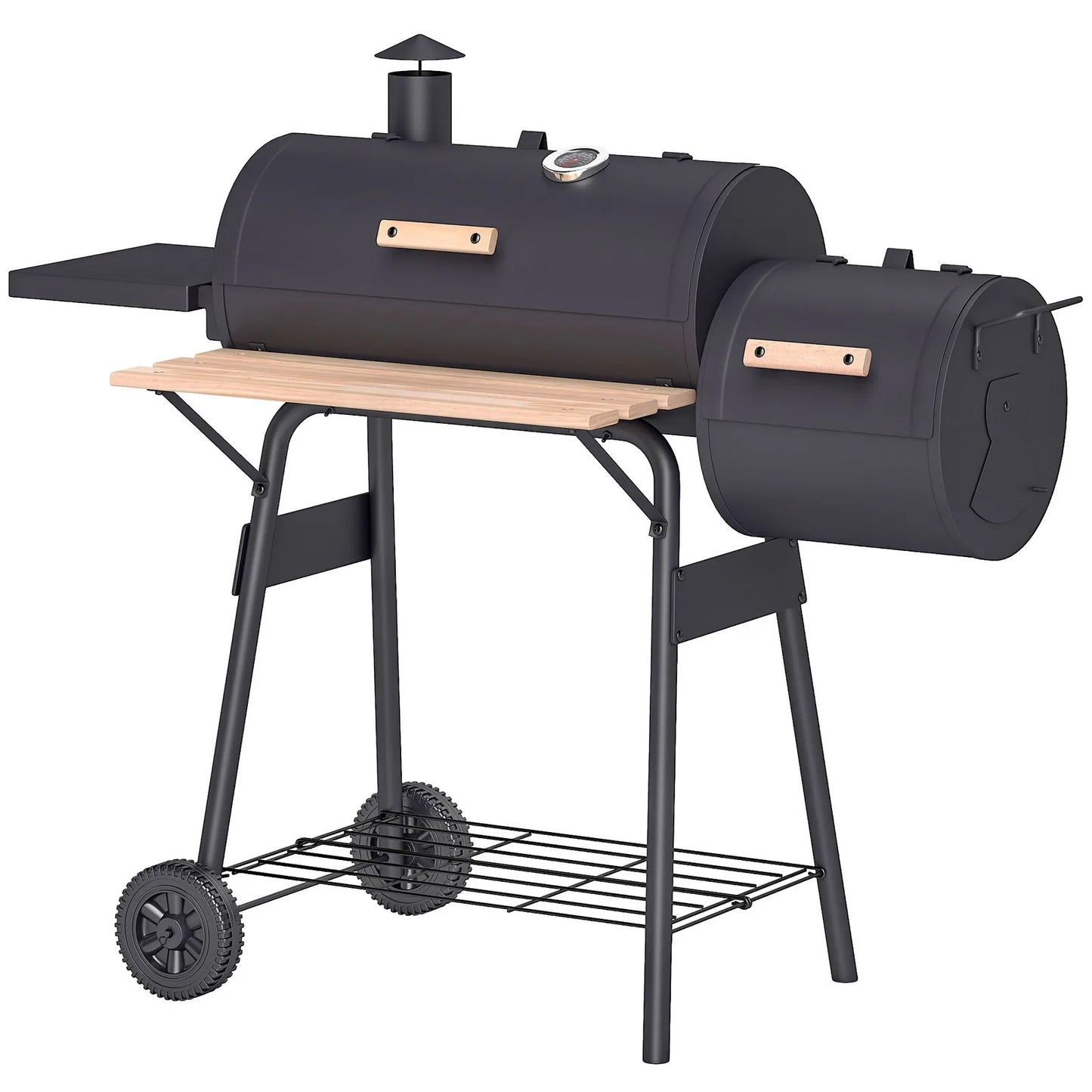 Charcoal BBQ Grill and Offset Smoker Combo