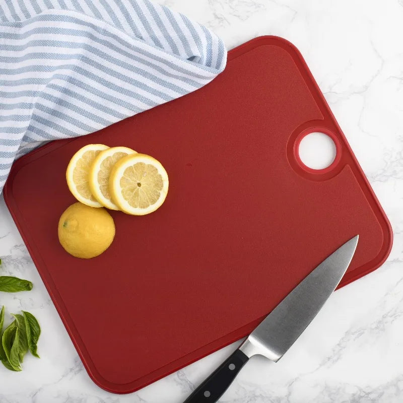 14" x 11" Gripper Non-Slip Poly Cutting Board, Red