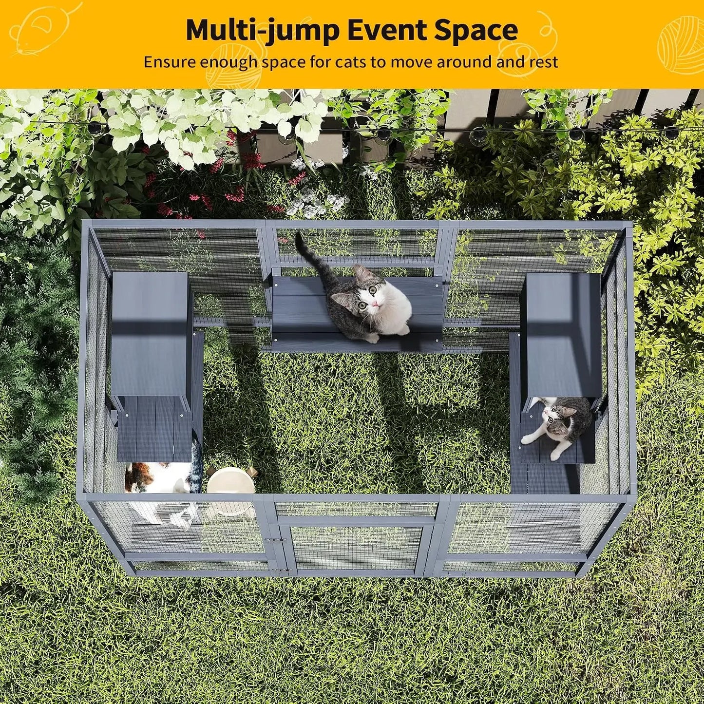 Large Wood Cat Enclosure with Waterproof Roof