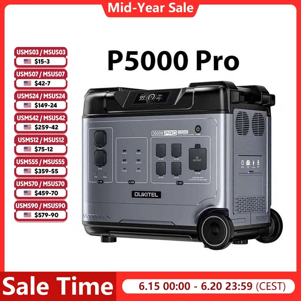 Portable Power Station 5120Wh Solar Generator