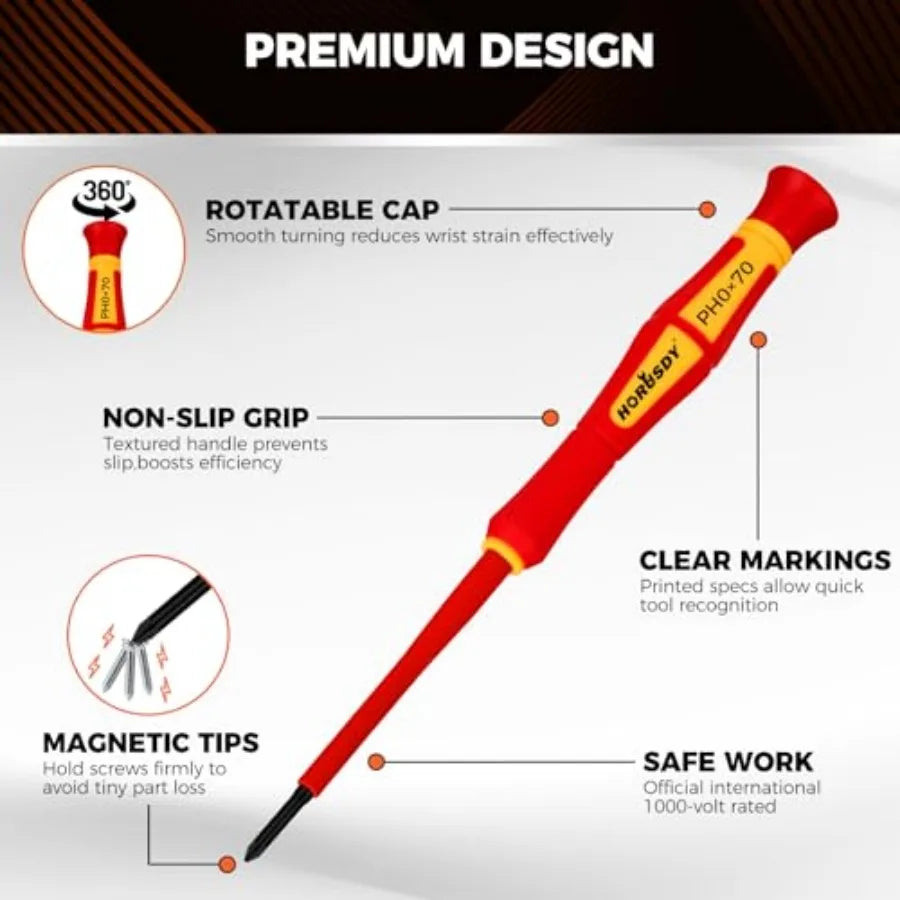 1000V Insulated Electrician Screwdrivers with Magnetic Tips