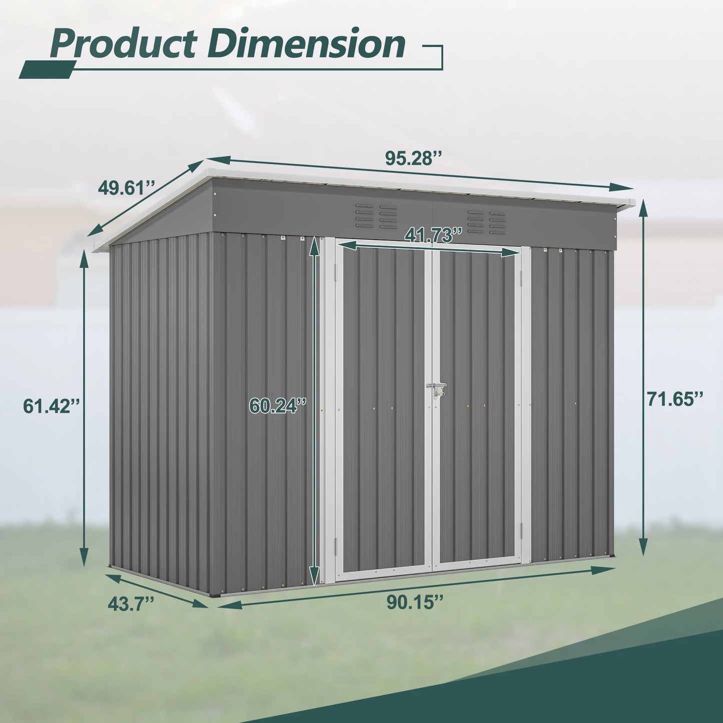 8 x 4 FT Metal  Lean to Storage Shed,