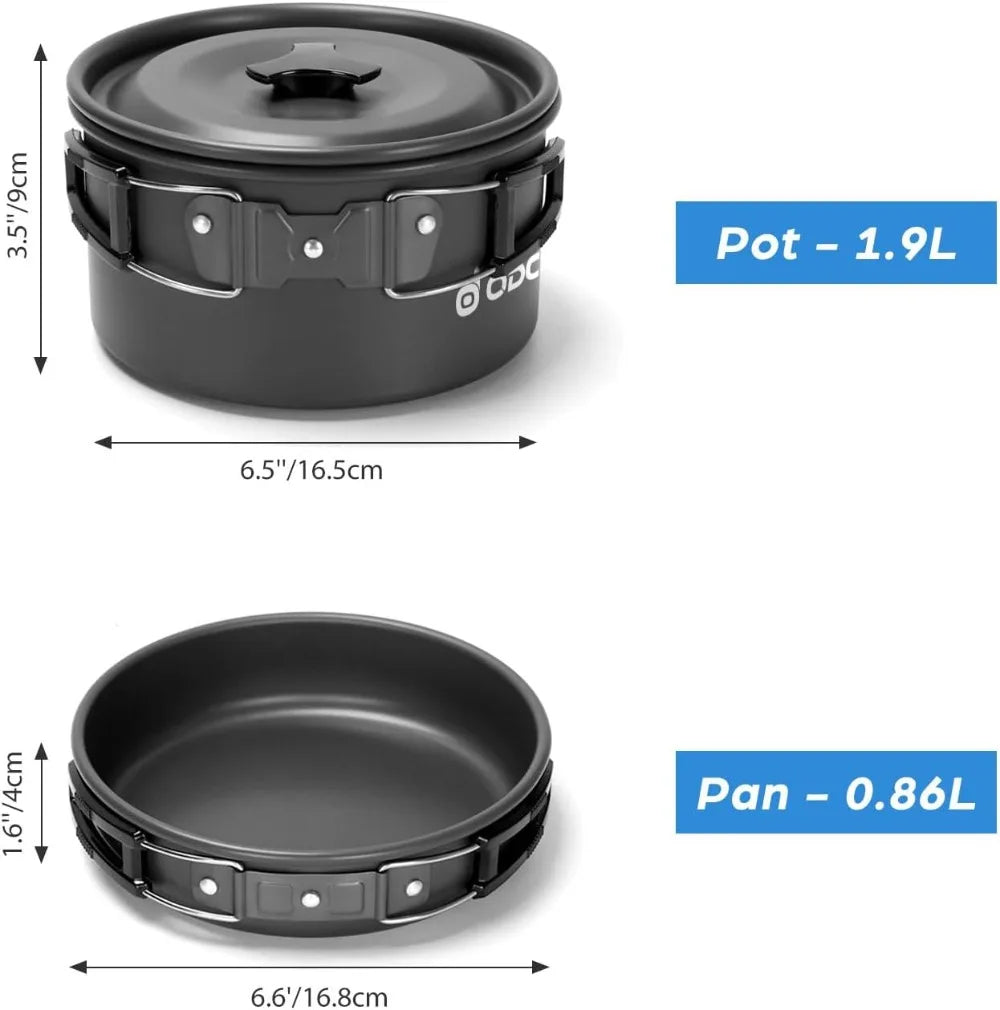 15pcs Non-Stick Camping Cookware Set