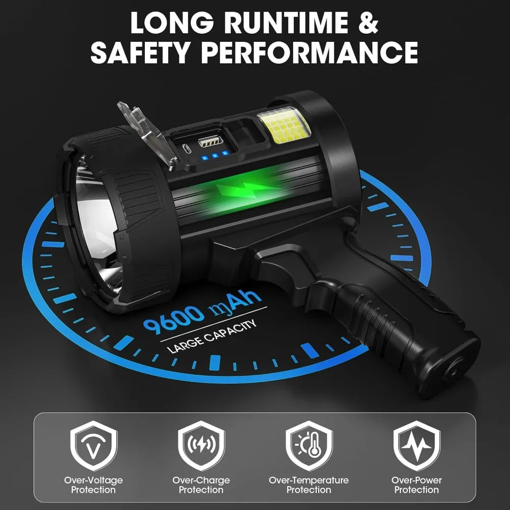 2000000 Lumens Rechargeable Spotlight w/ Solar Panel