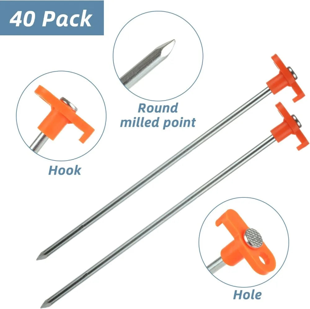 40PCS 10 Inch Heavy Duty Tent Stakes