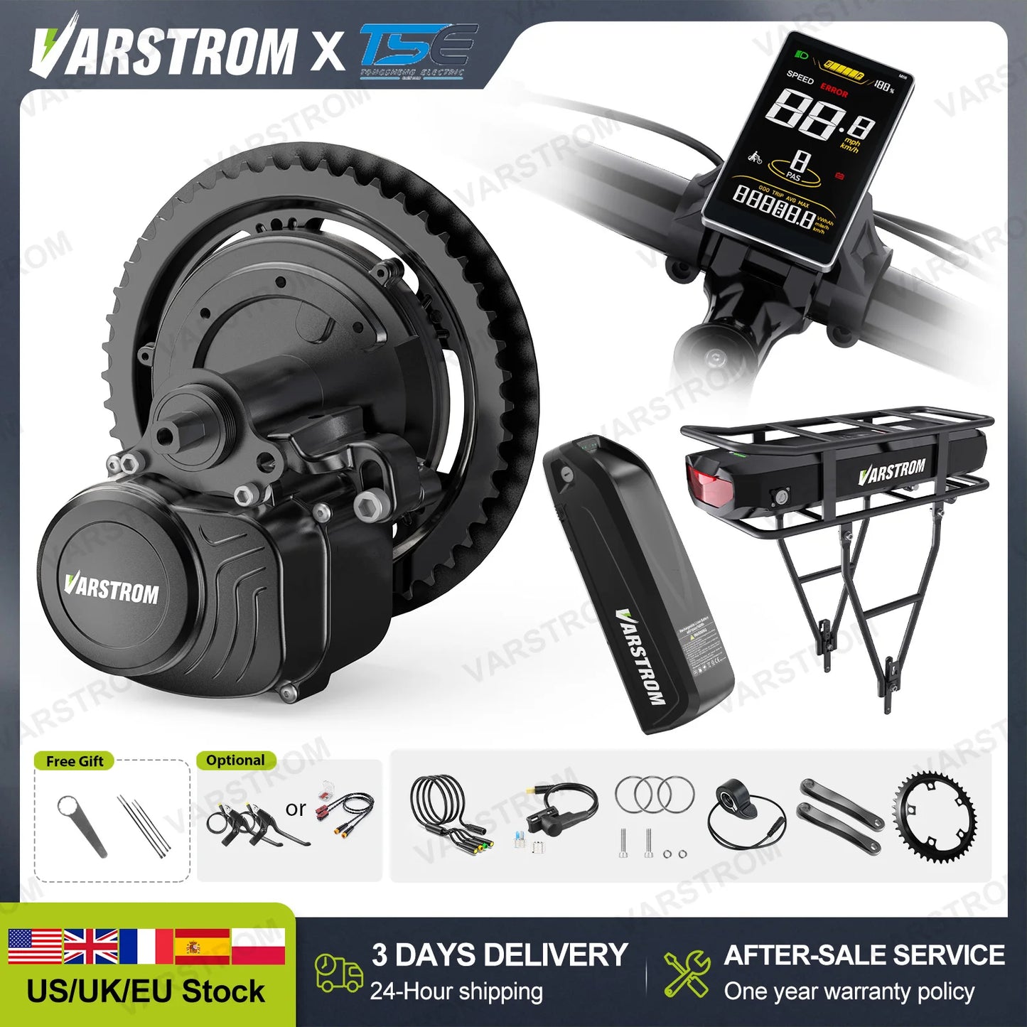 Motor kit 48V 500W Mid Drive eBike Conversion Lithium Battery Kits