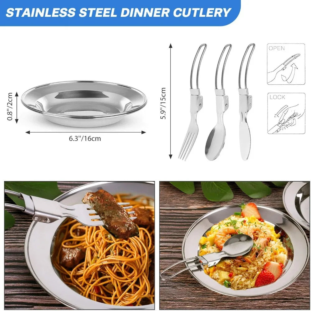 15pcs Non-Stick Camping Cookware Set