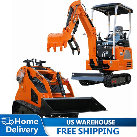 1 Ton Mini Excavator and Skid Steer Loader Bundle