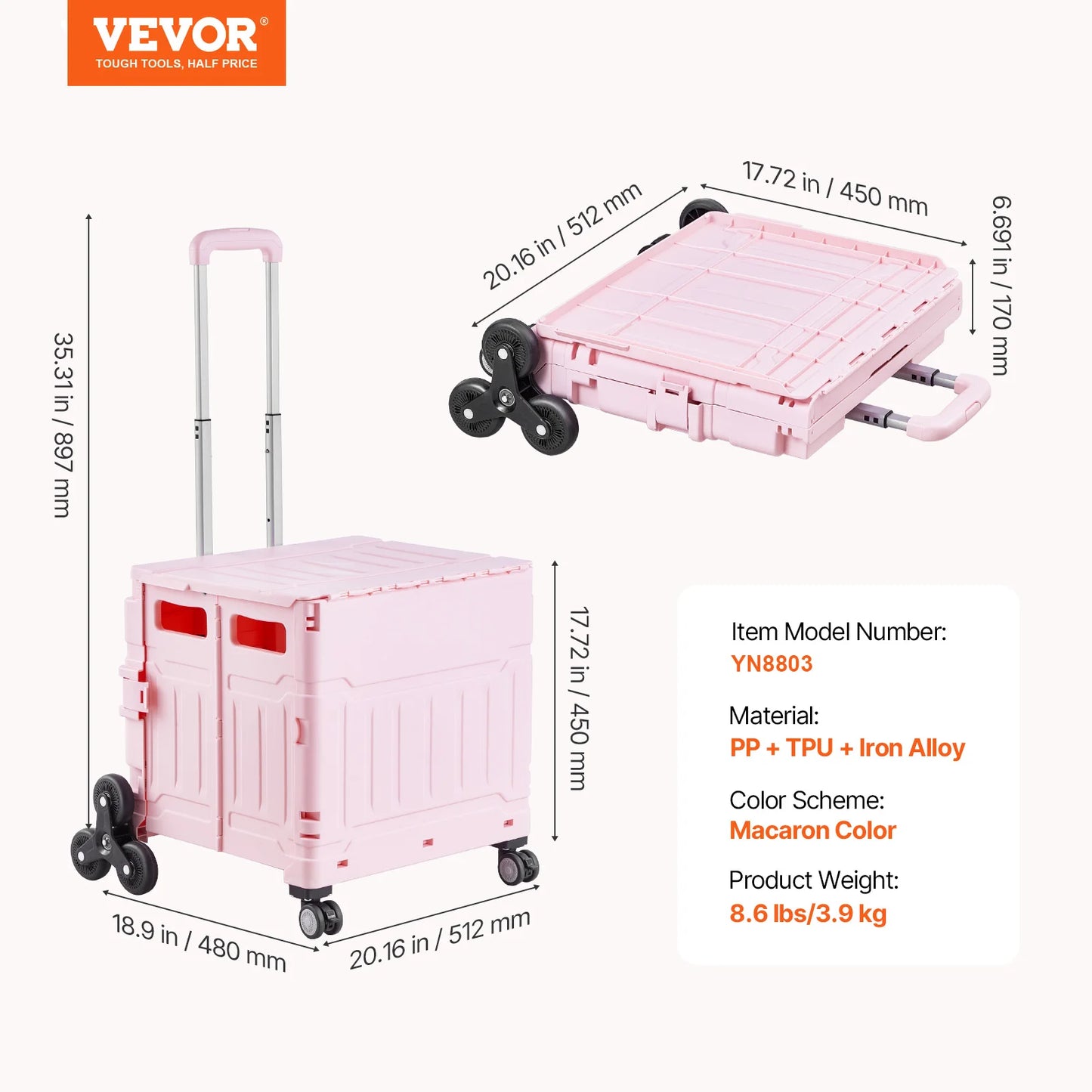 150lbs Stair Climbing Cart Foldable