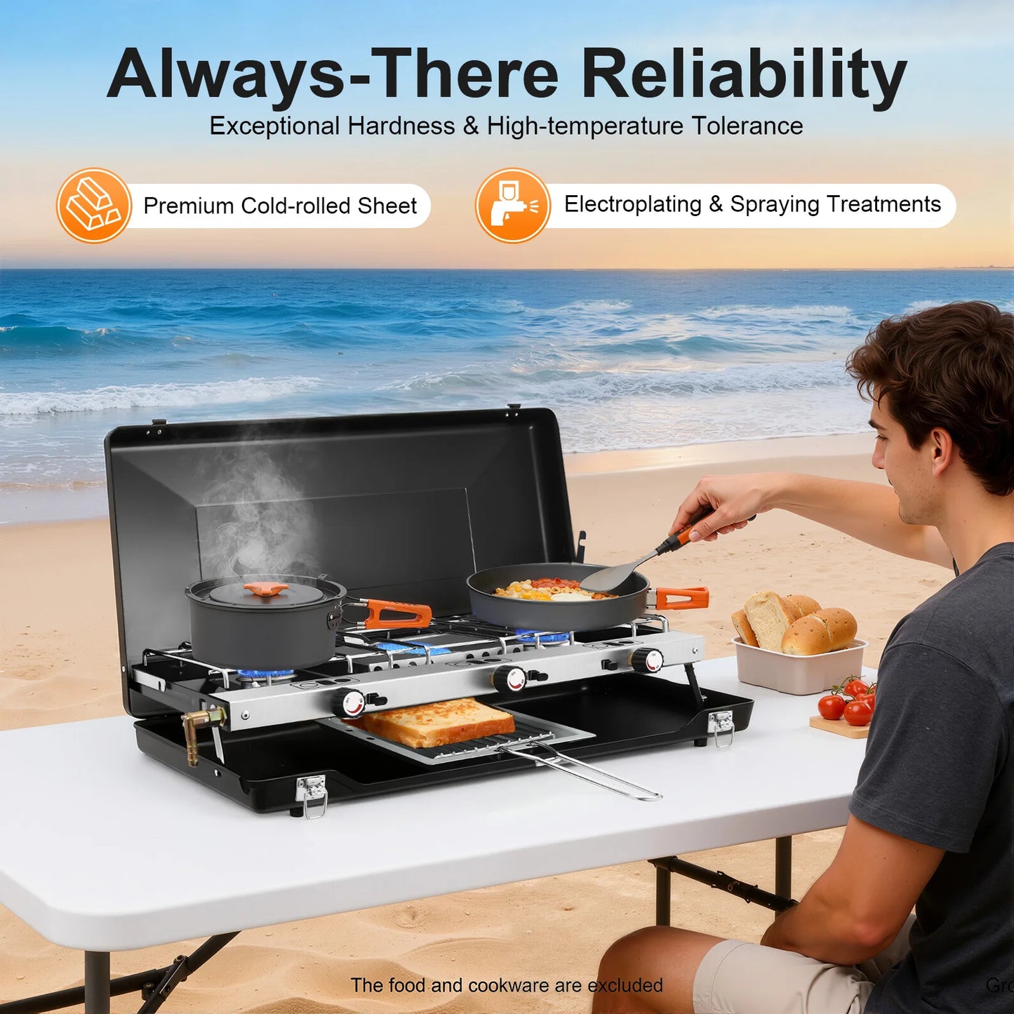 Portable Camping Stove 3-Burner Gas