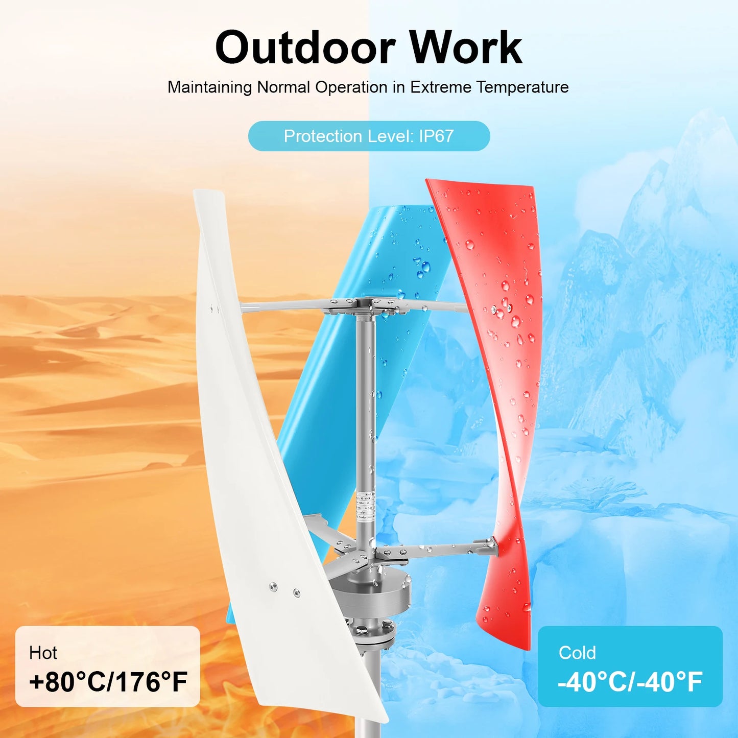 24V 400W Vertical Wind Turbine, Vertical Axis