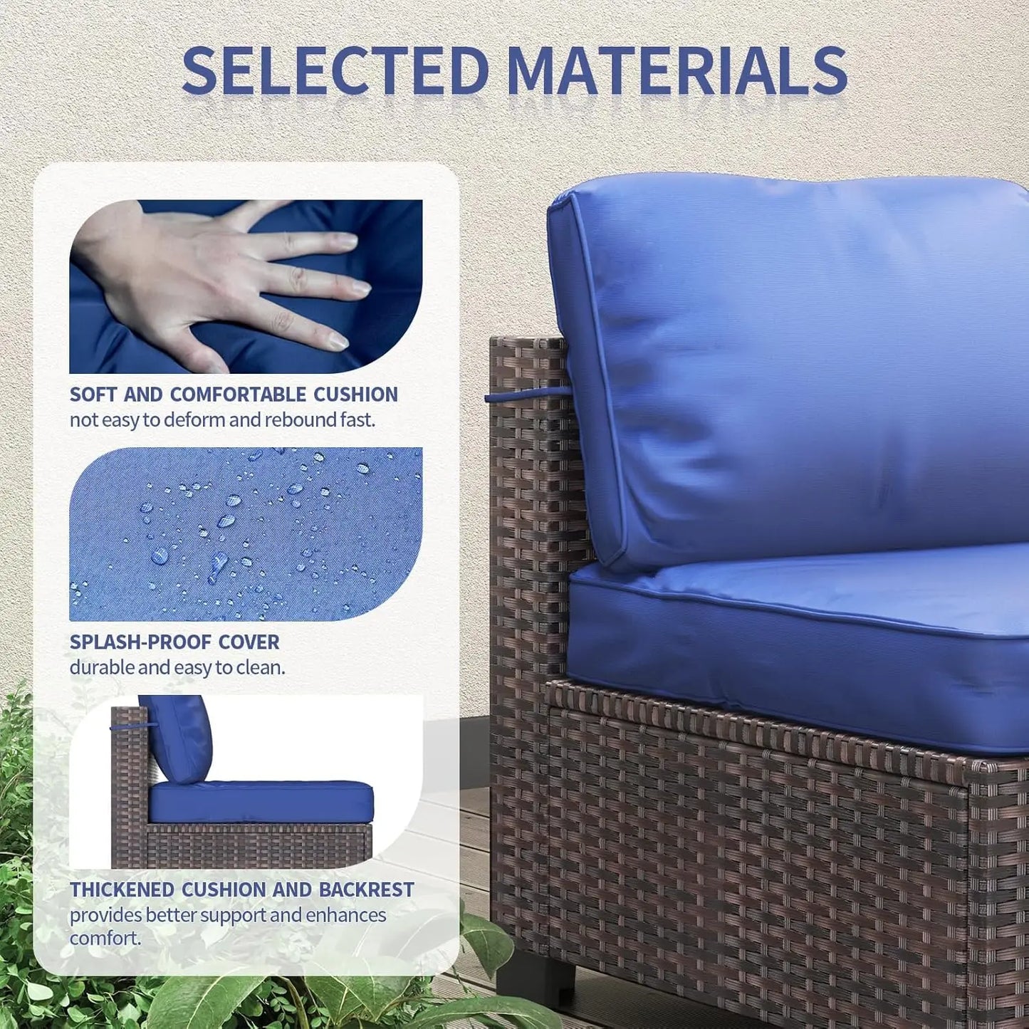 7-Piece Modular Outdoor Furniture Set, PE Rattan Wicker
