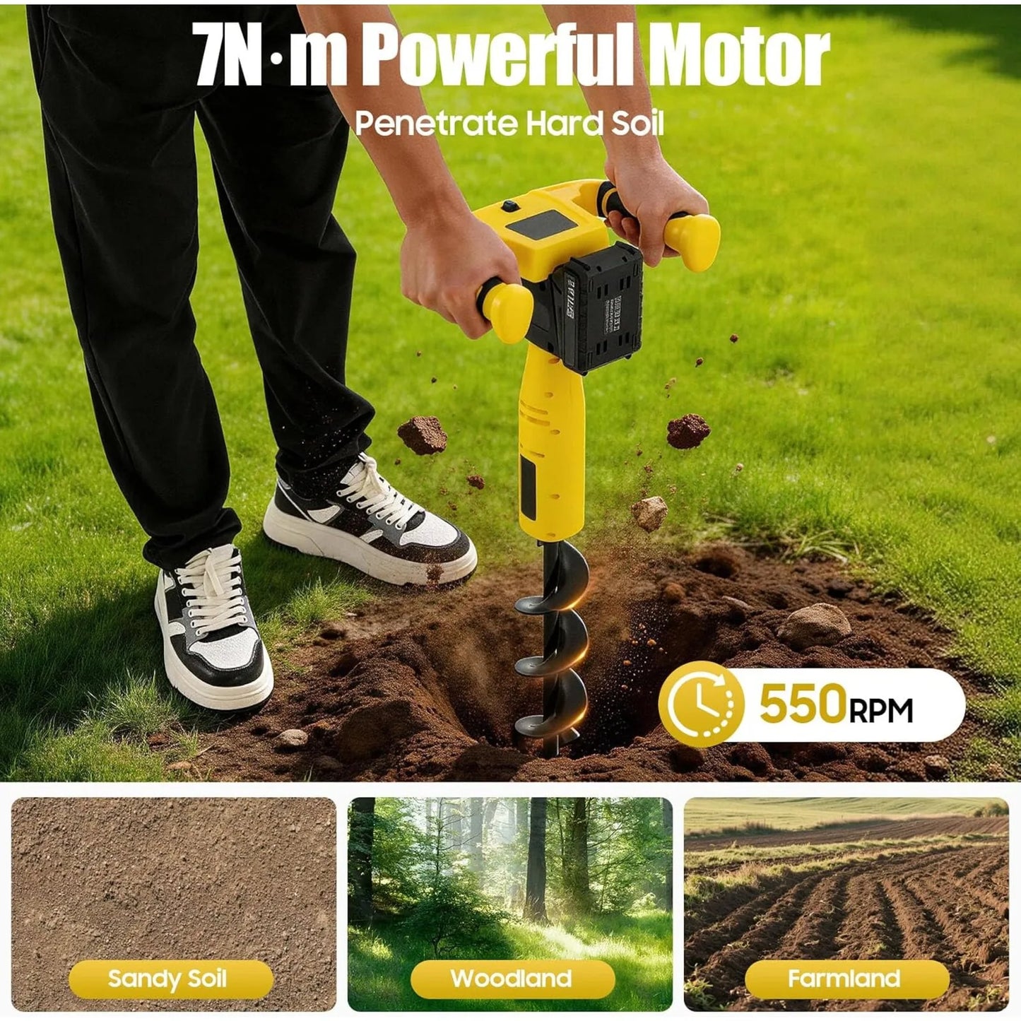 Cordless, 20V Earth Auger Hole Digger W/ Charger