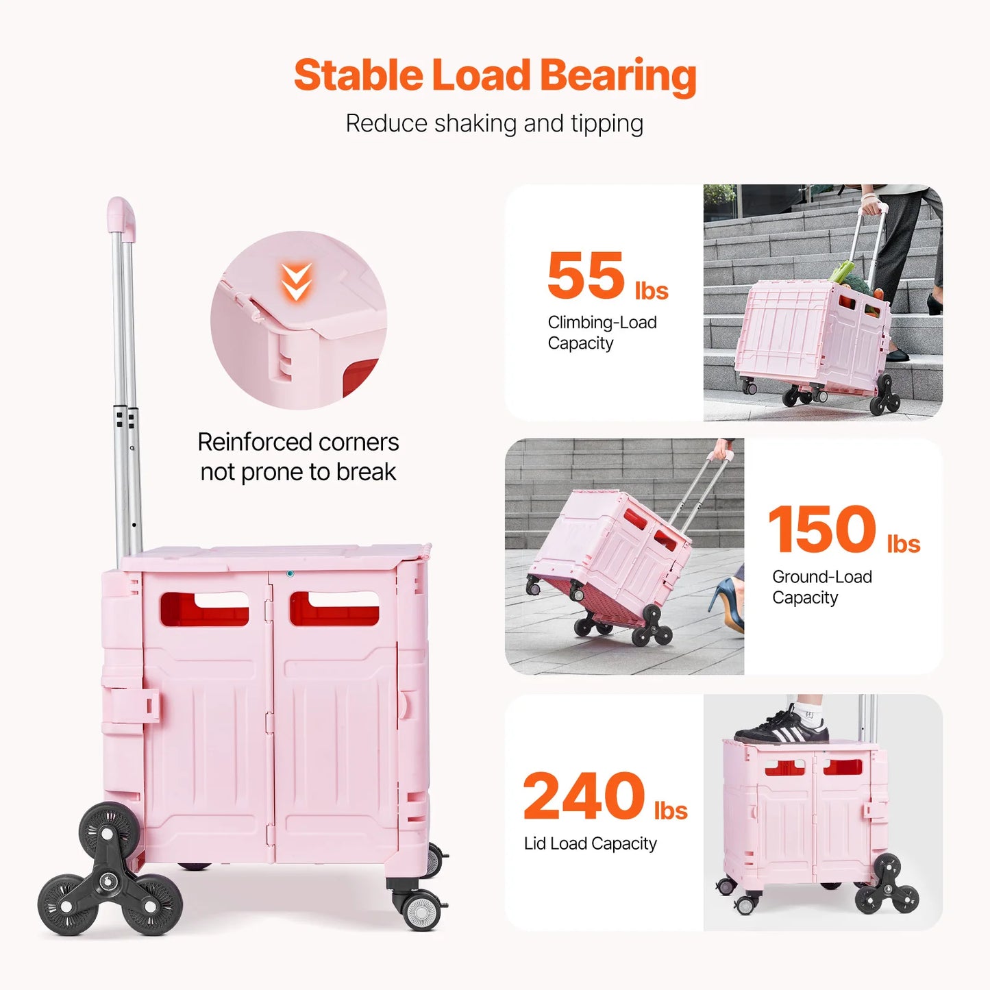 150lbs Stair Climbing Cart Foldable