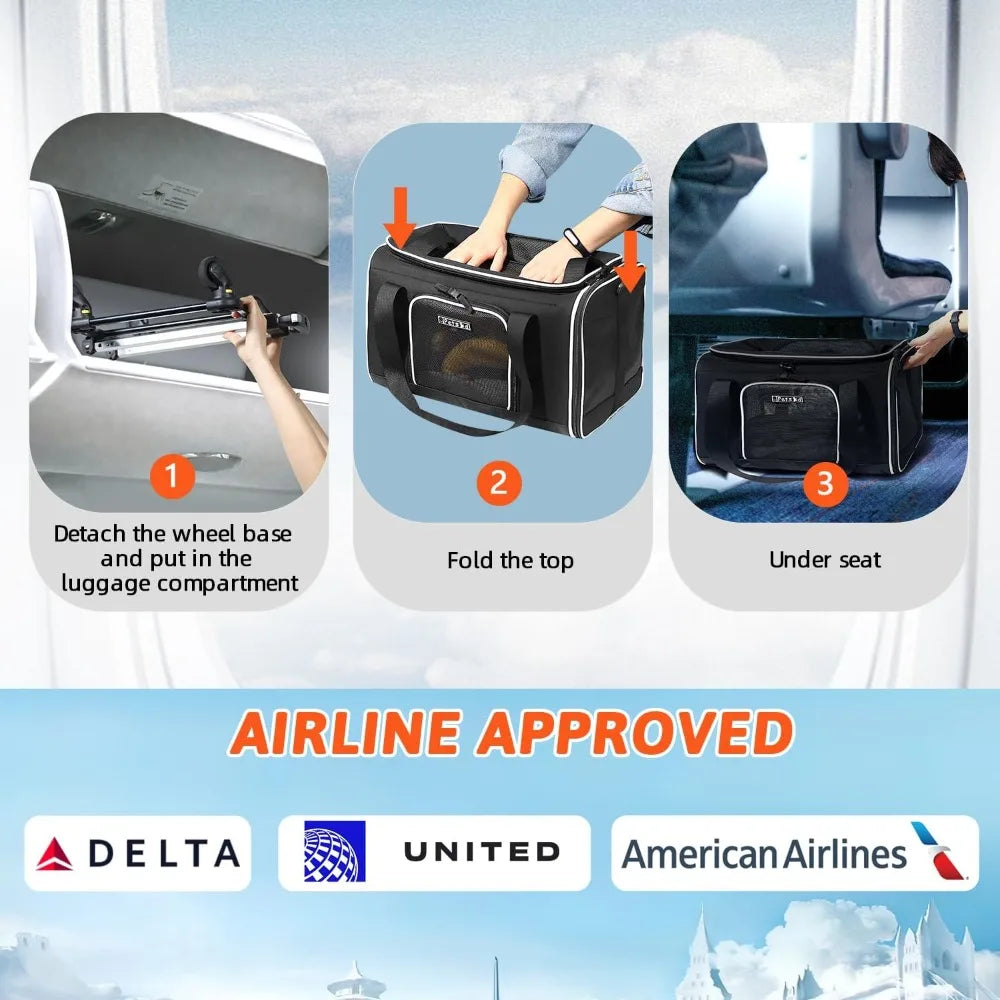 Pet Carrier with Wheels 18x11x11  Airline Approved