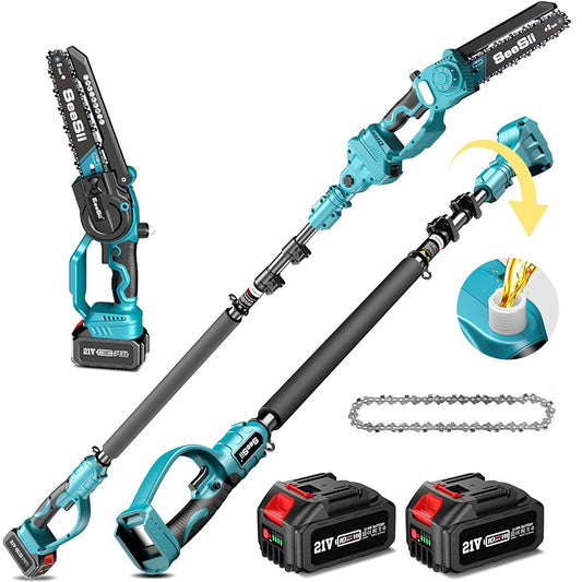 2-in-1 Cordless 8'' Electric Chainsaw with 3M Extension