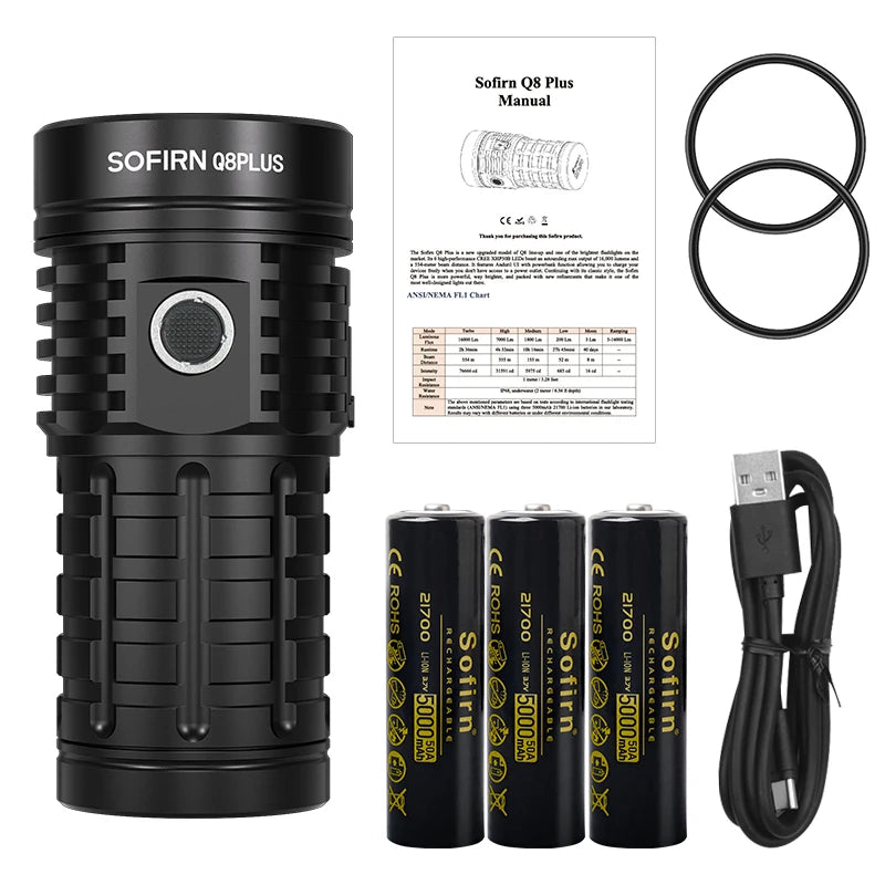 Super Powerful LED Flashlight 16000lm USB C Rechargeable
