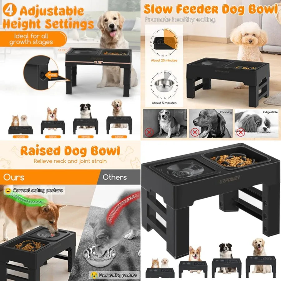 4 Height-Adjustable Dog Bowls