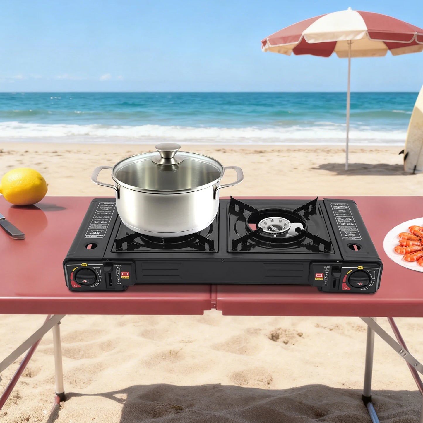 2.5KW Auto Ignition Butane/LPG Gas Stove w/Baking Tray