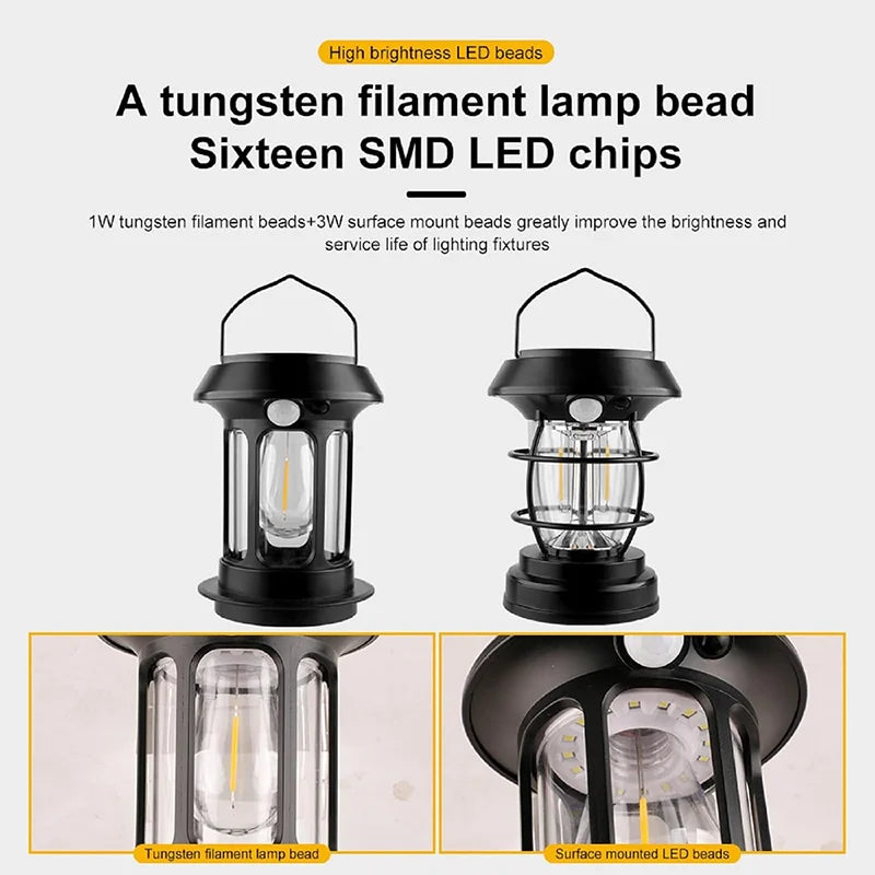 Solar Motion Sensor Lantern Rechargeable