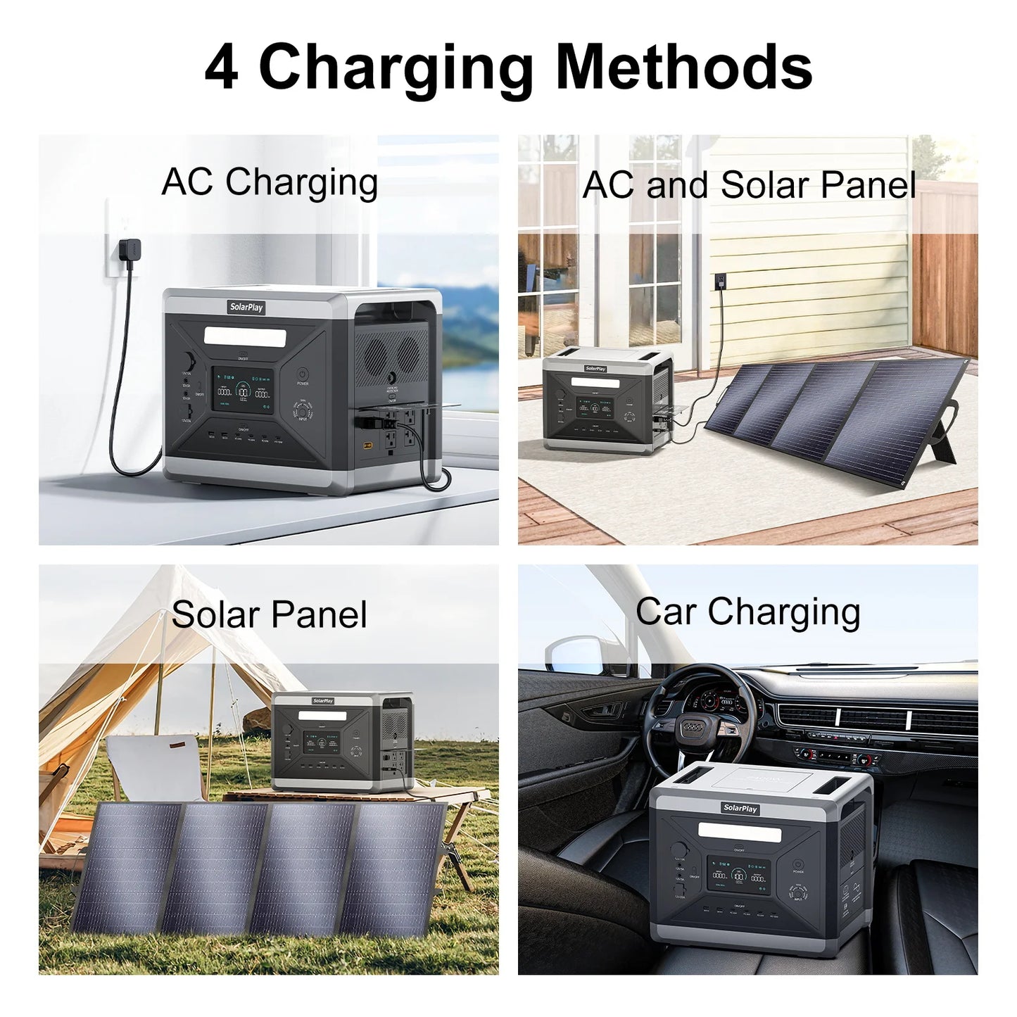 2160Wh LiFePO4 Solar Generator, 2400W
