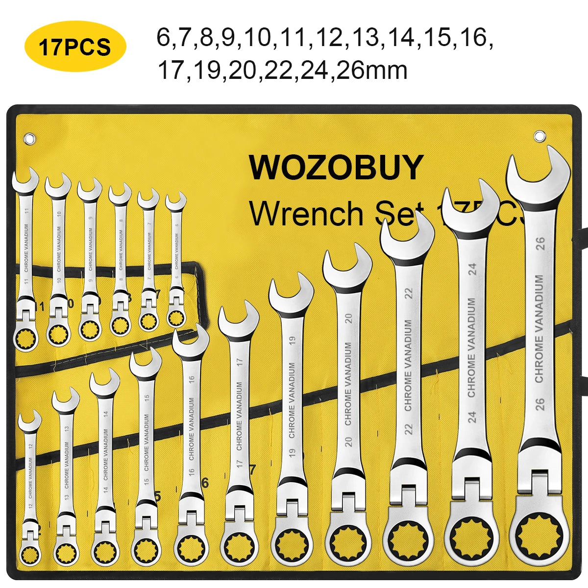 Metric Flex-Head Ratchet Wrench Set