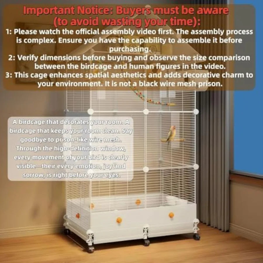 60in Large Flight Bird cage with Wheels