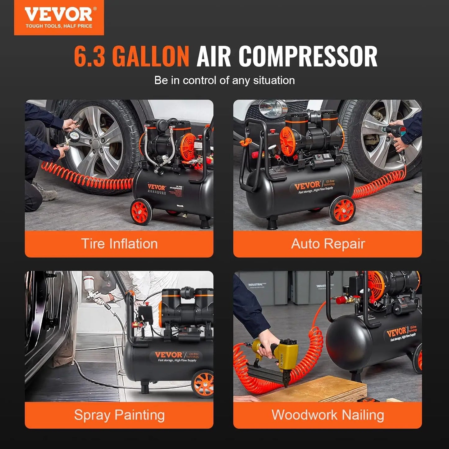 6.3 Gallon Air Compressor, 2 HP