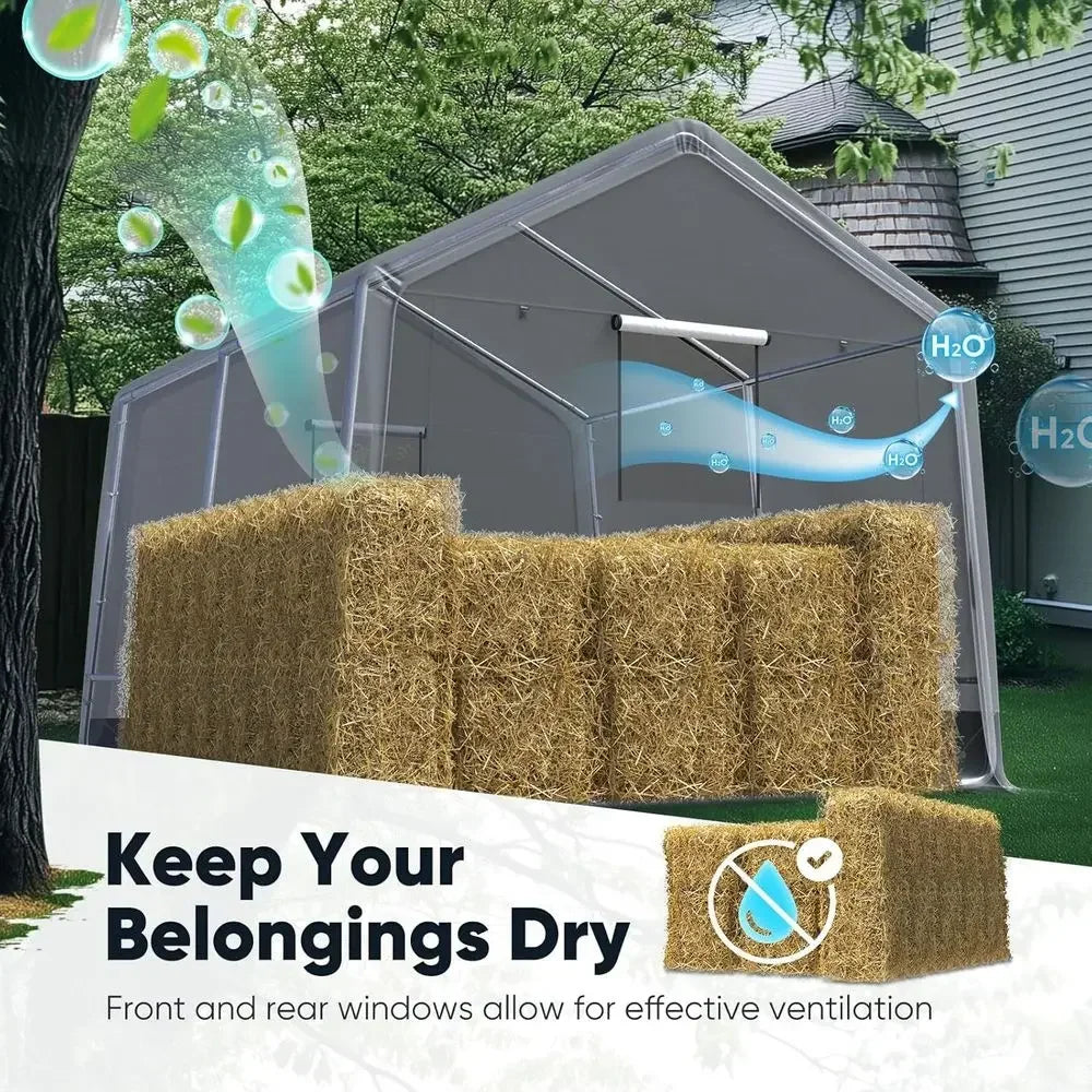 10x10 Heavy-Duty Storage Shed with Roll-Up Mesh Windows