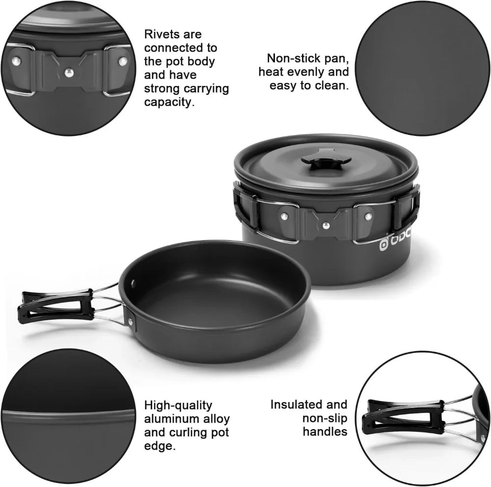 15pcs Non-Stick Camping Cookware Set