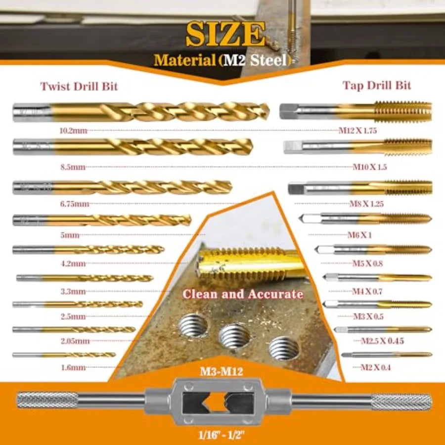 Metric Drill and Tap Set with 1Pc Tap Wrench