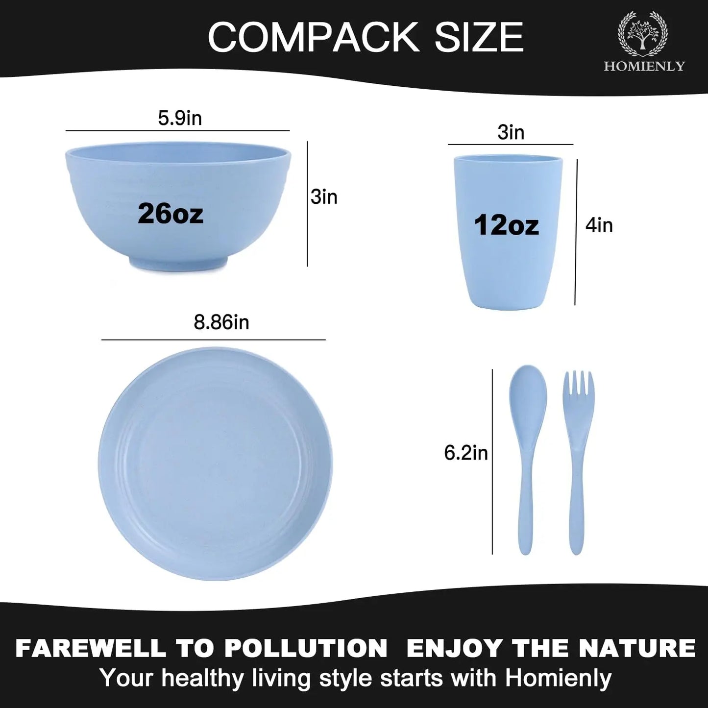 20-Piece Wheat Straw Dinnerware Set for 4 Camping