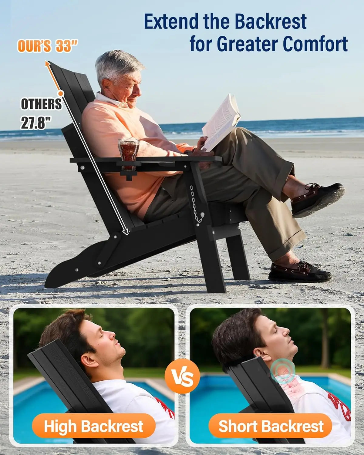 Folding Adirondack Chairs Set of 2