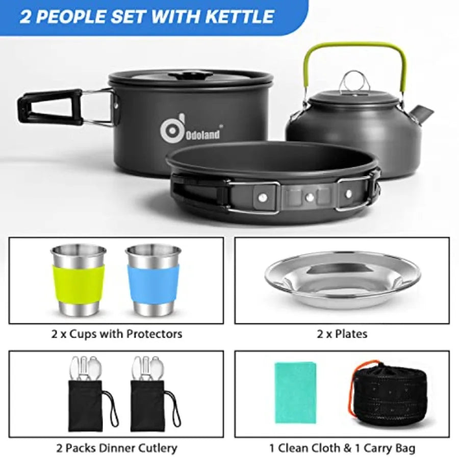15pcs Camping Cookware Kit w/Tableware