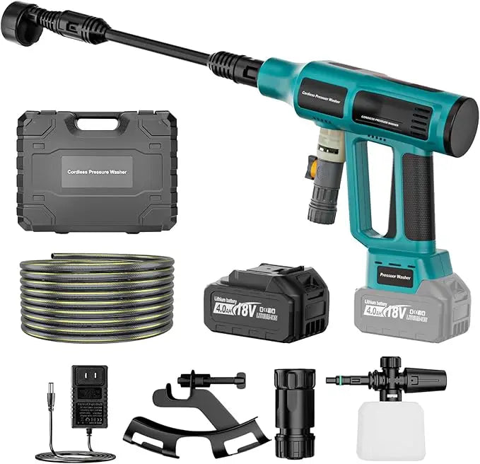 Cordless Pressure Washer with 4.0Ah Battery & Charger for Car