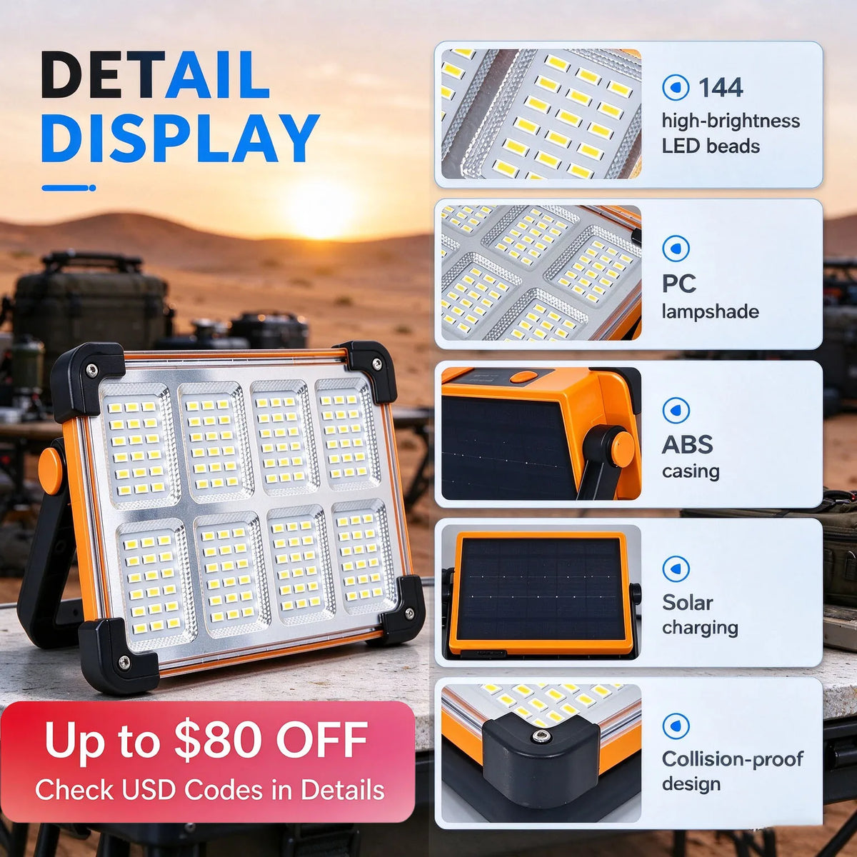 Solar LED Work Light Waterproof
