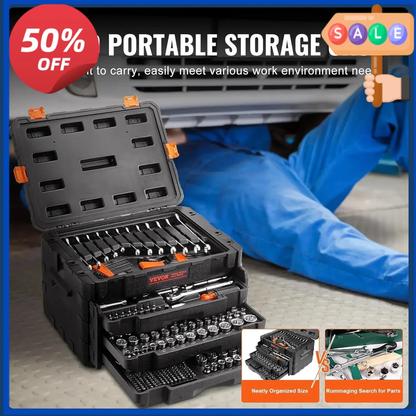 Mechanics Tool Set , 1/4" 3/8" 1/2" Drive