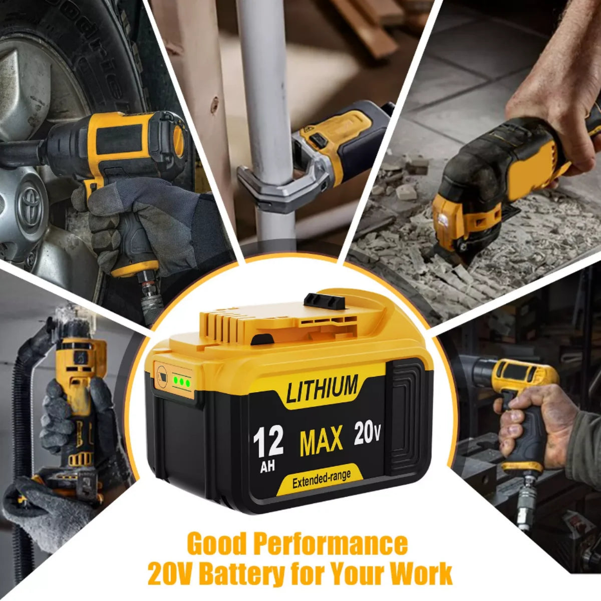 20V 12Ah Replacement Battery For Dewalt