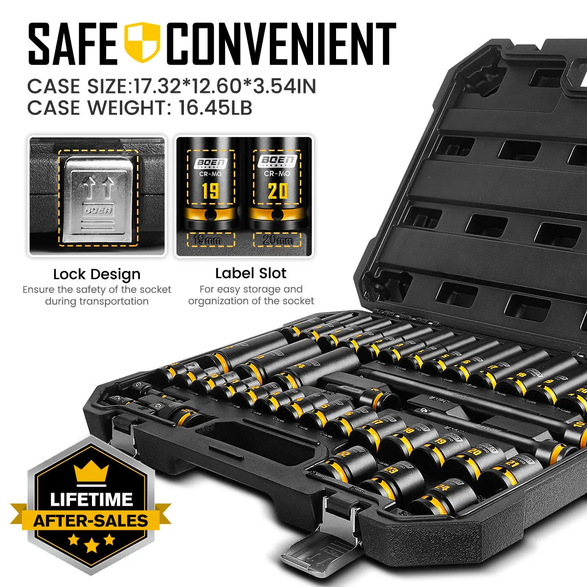 40-Pieces 1/2" Drive Impact Socket Set, Metric