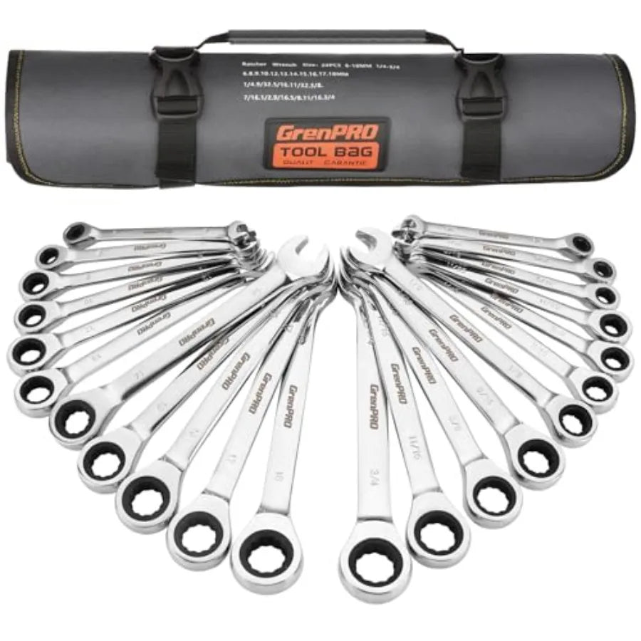 Ratcheting Wrench  Set, 22-Piece SAE Metric and Standard