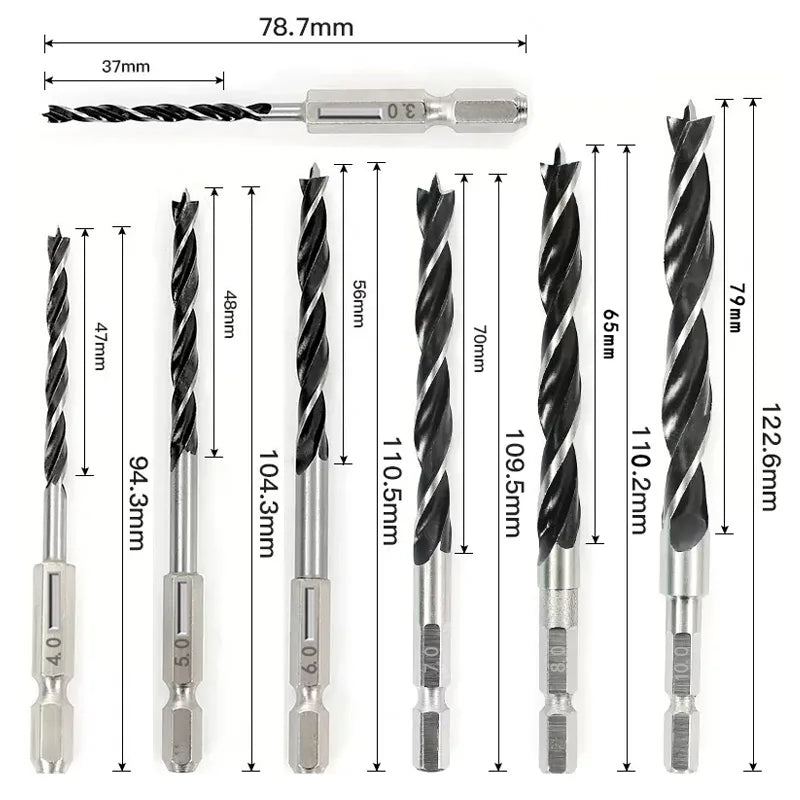 Three Pointed Woodworking Drill Bit Set