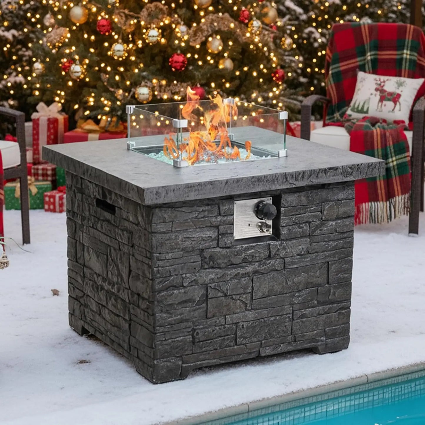 35in 50000BTU Propane Fire Pit Table Set